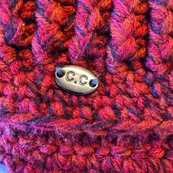 C.C Exclusives Crochet Chunky Knit Newsboy Hat Red Slouchy Baker Boy - Picture 6 of 7